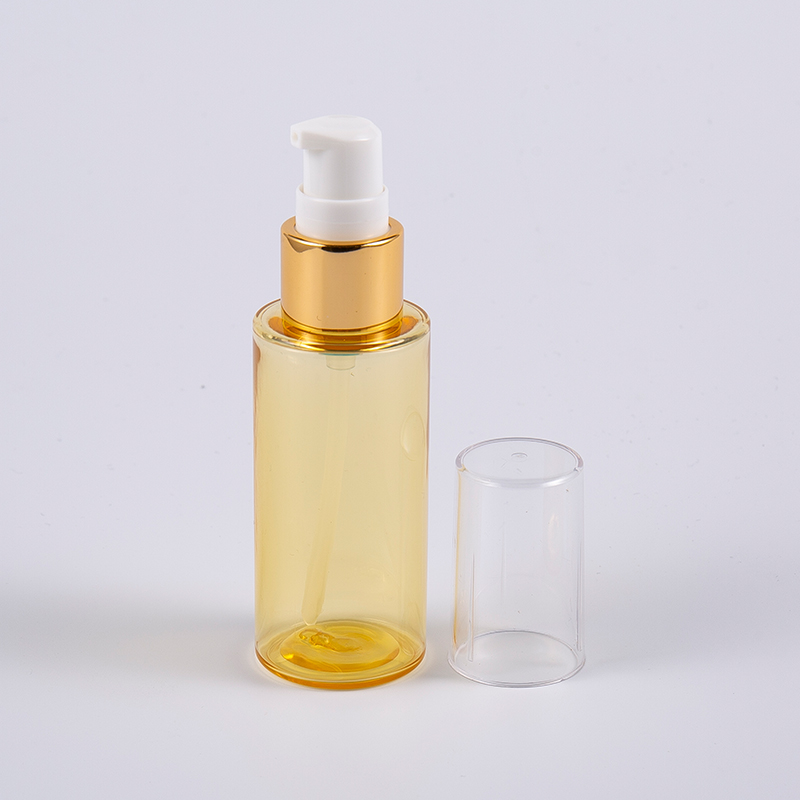 Félig átlátszó színes, kerek alakú 50 ml-es PETG vastagfalú lotionpalack pumpával 