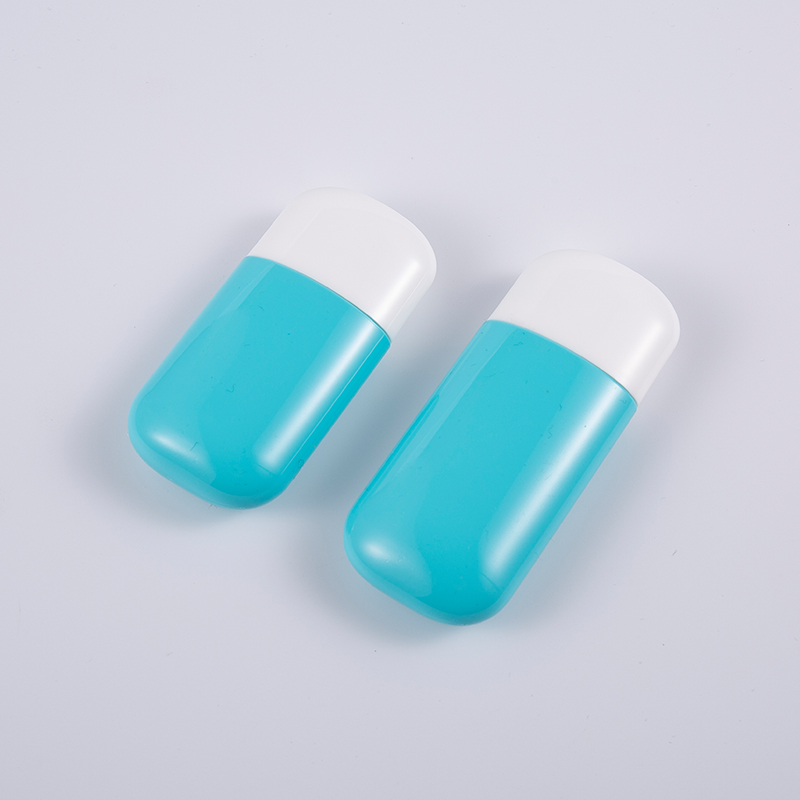 30 ml-es és 50 ml-es kék PE fényvédő flakon UV-védelemmel