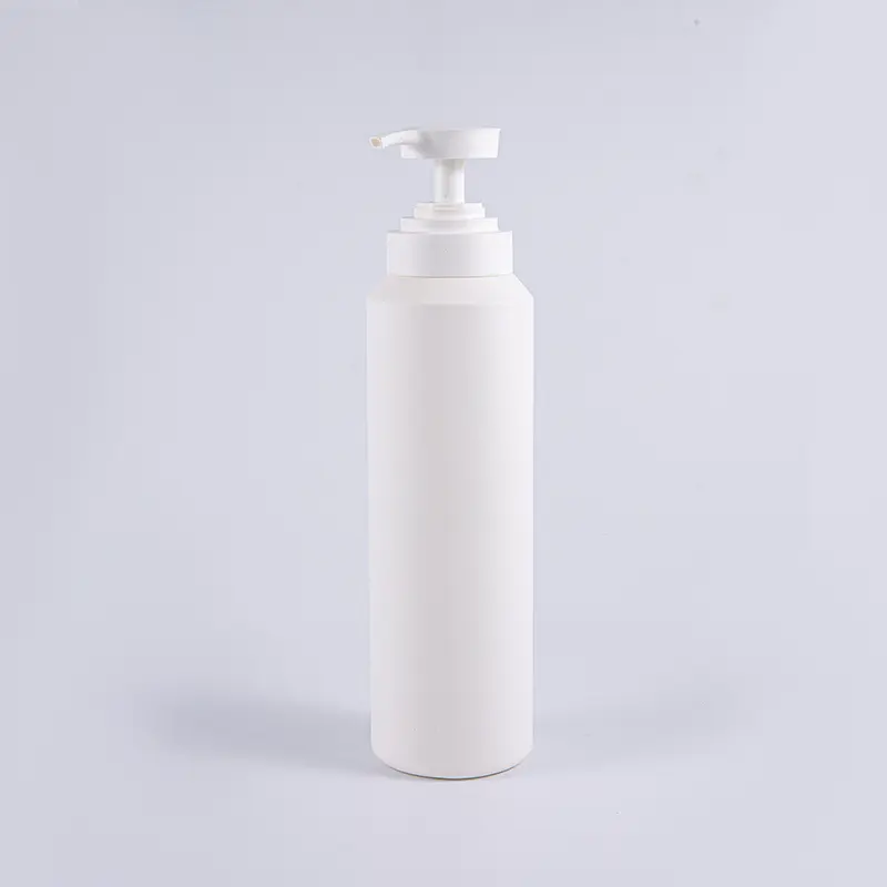 Fehér és fekete Soft Touch kerek, nagy méretű 1000 ml-es PE tisztító pumpás flakon Fehér és fekete Soft Touch kerek, nagy méretű 1000 ml-es PE tisztító pumpás flakon