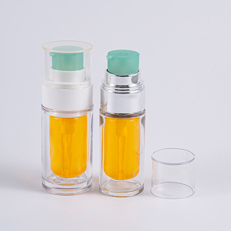 Átlátszó PETG palack többrétegű kompozit belső tasakkal 30 ml-es 50 ml-es vákuumpalack szivattyúval
